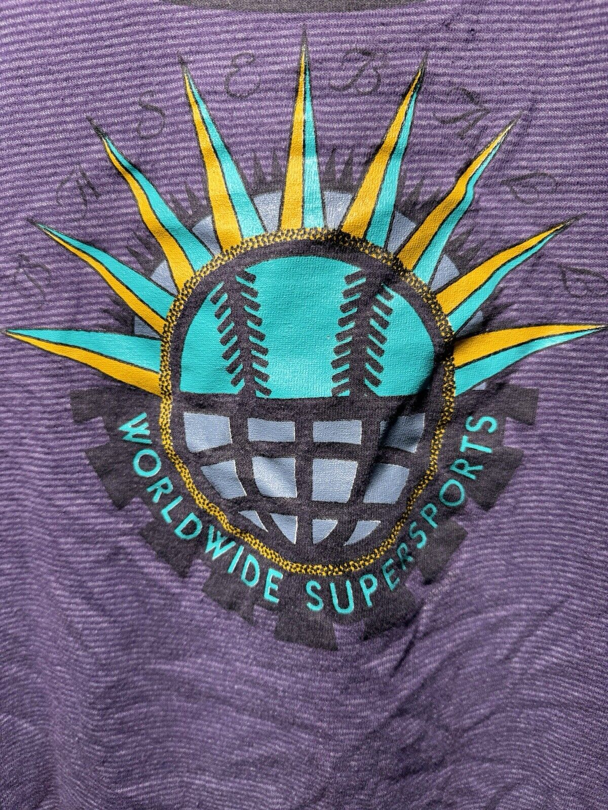 Vintage Worldwide Sports Baseball  Surf Odyssey T-Shirt Sz L Purple 