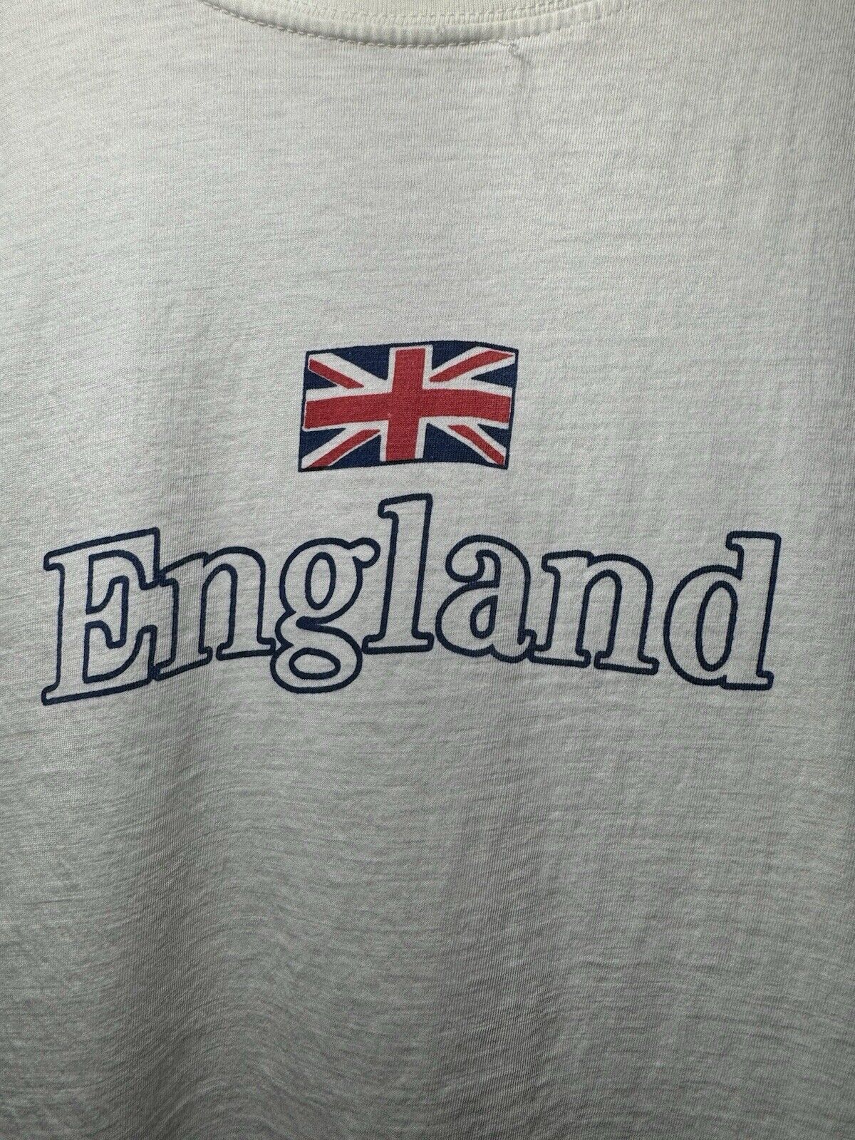 Vintage England T-Shirt Sz M White Single Stitched Flag Graphic 80s 90s