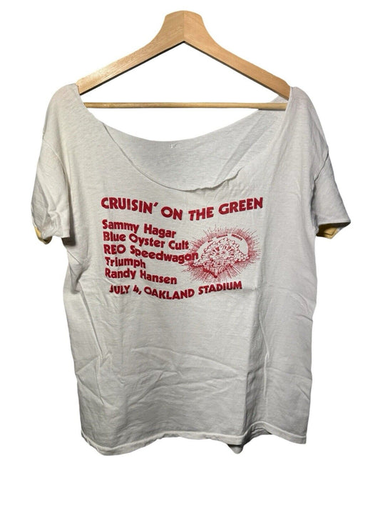 Vintage Day on The Green Music Festival 70s Oakland CA Sz L White Cut Collar