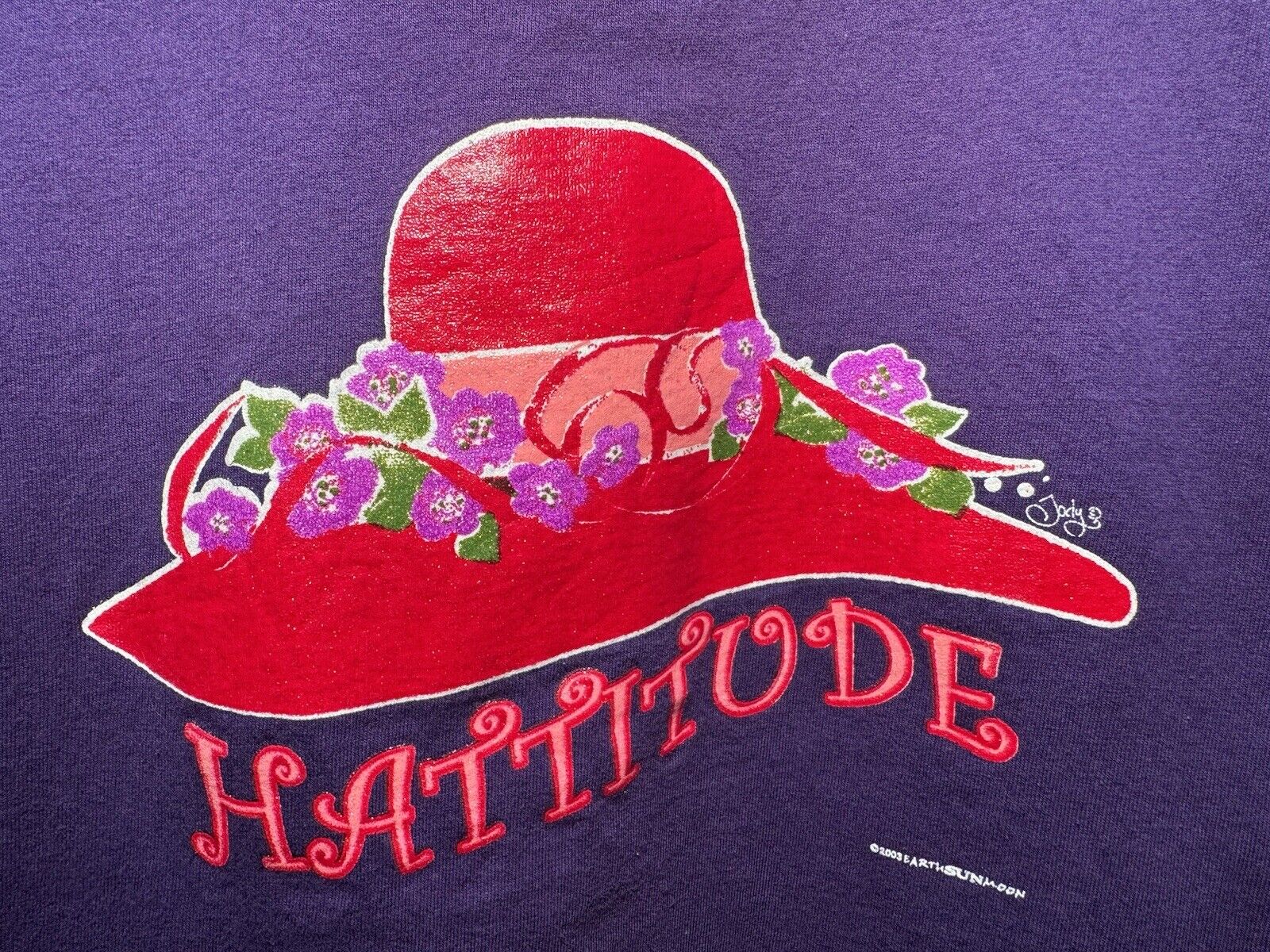 Vintage Red Hat Society T-Shirt Size L Purple Hattitude Unisex Adult  2003 Y2K