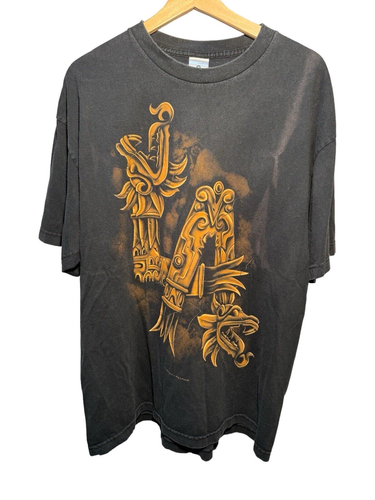 Vintage Aztec Roots LA T-Shirt 2008 Size XL Black AllStyle Double Sided  