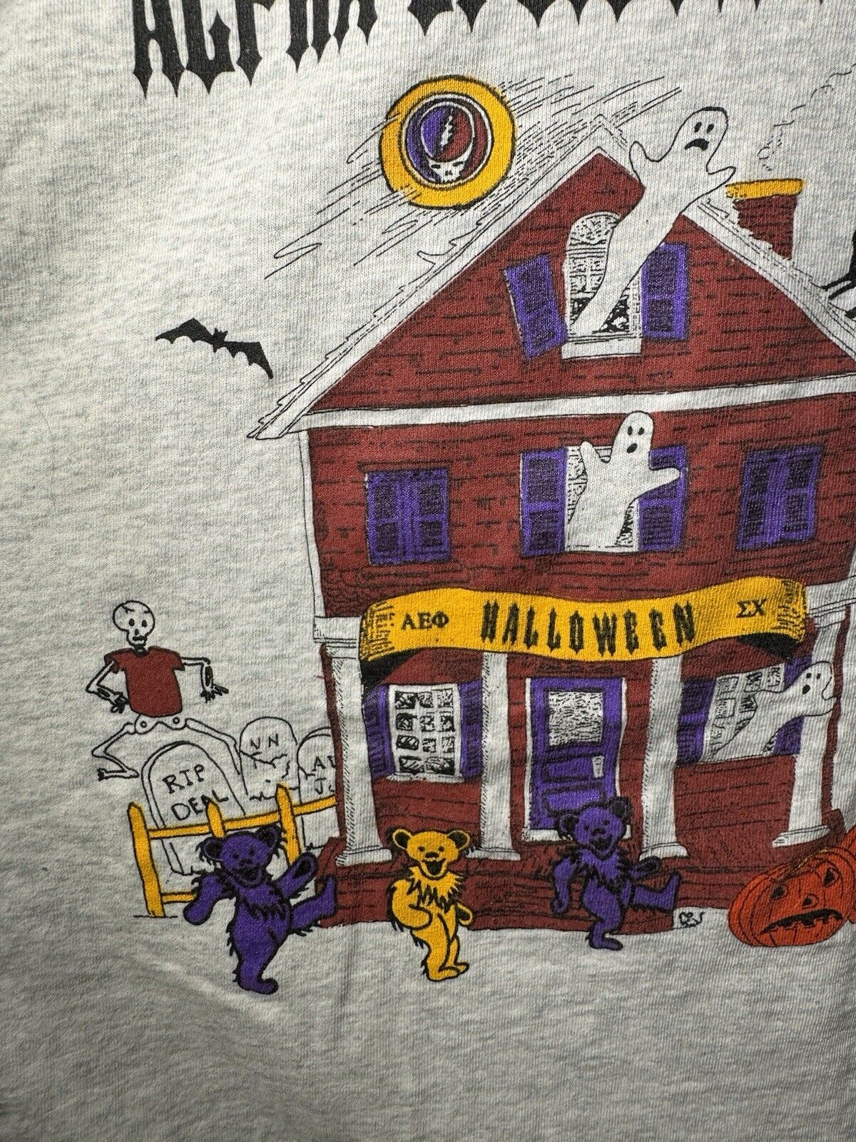 Vintage 1993 Sigma Chi Alpha Epsilon Phi L/S T-Shirt XL Grateful Dead Halloween 