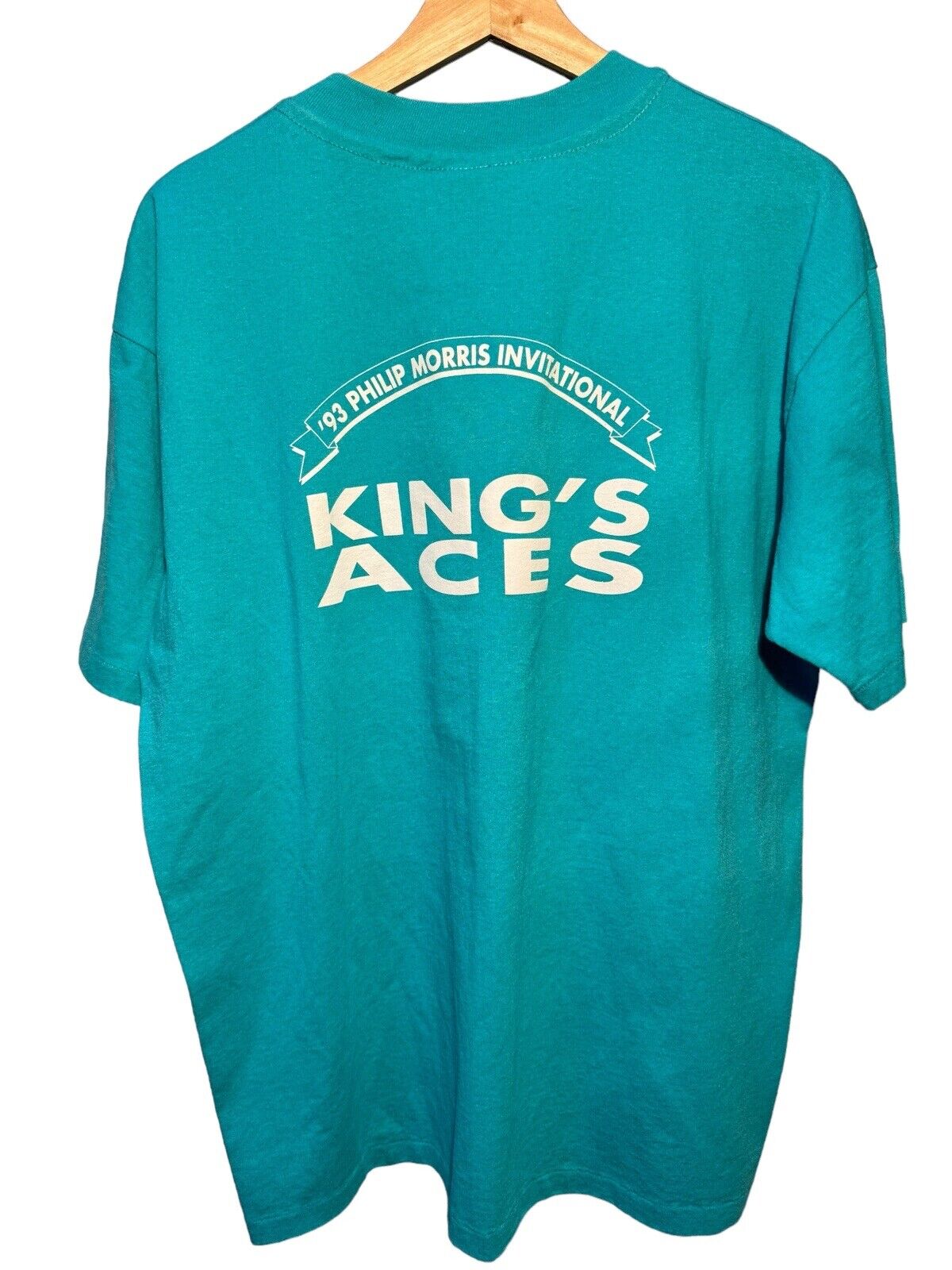 Vintage 1993 King’s Aces T-Shirt Size XL Blue Hanes Tee Single Stitch 