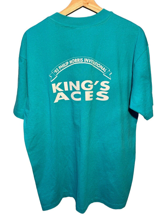 Vintage 1993 King’s Aces T-Shirt Size XL Blue Hanes Tee Single Stitch 