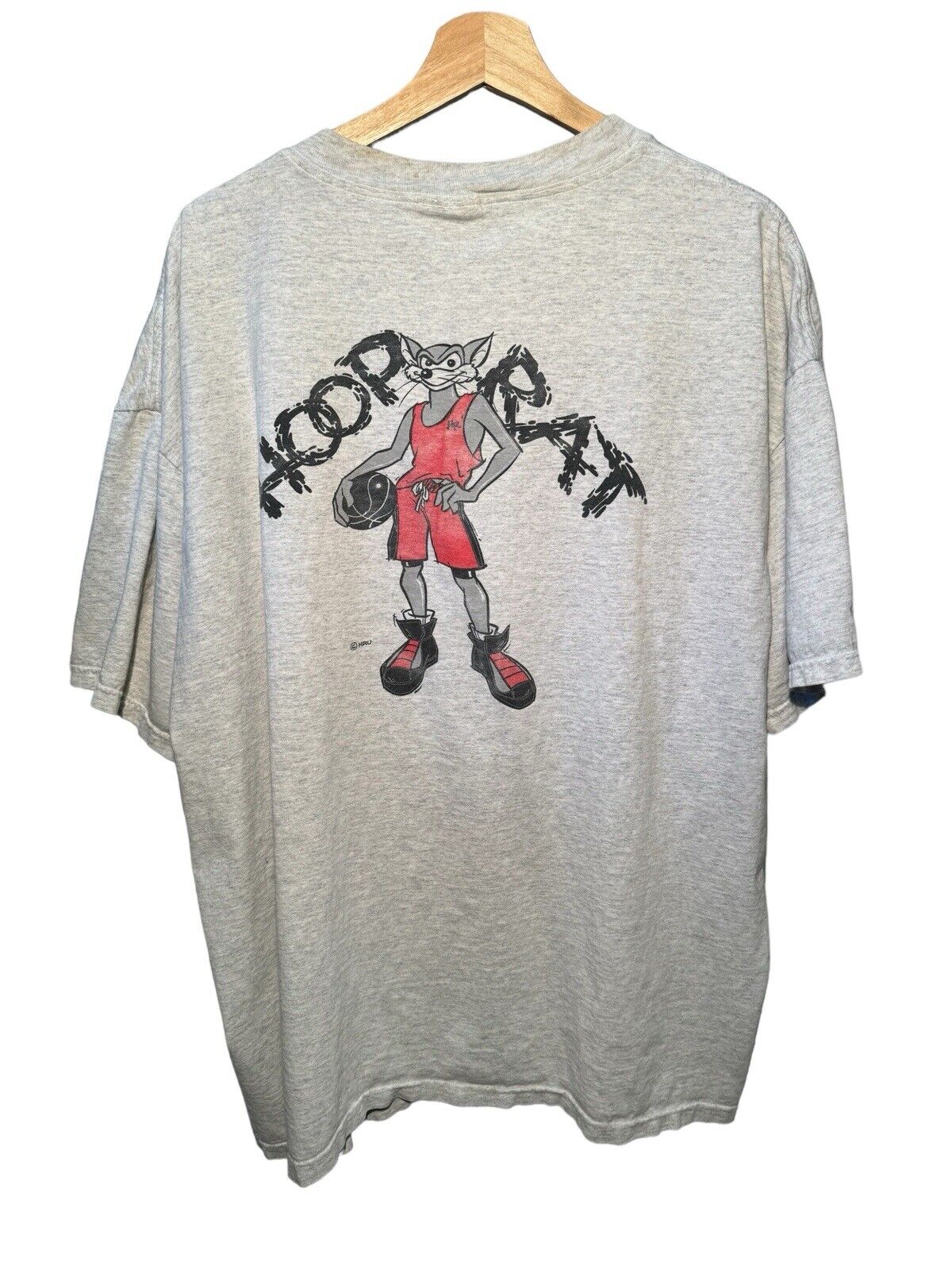 Vintage Hoop Rat Graphic T-Shirt Size XXL Gray Double Sided Basketball 