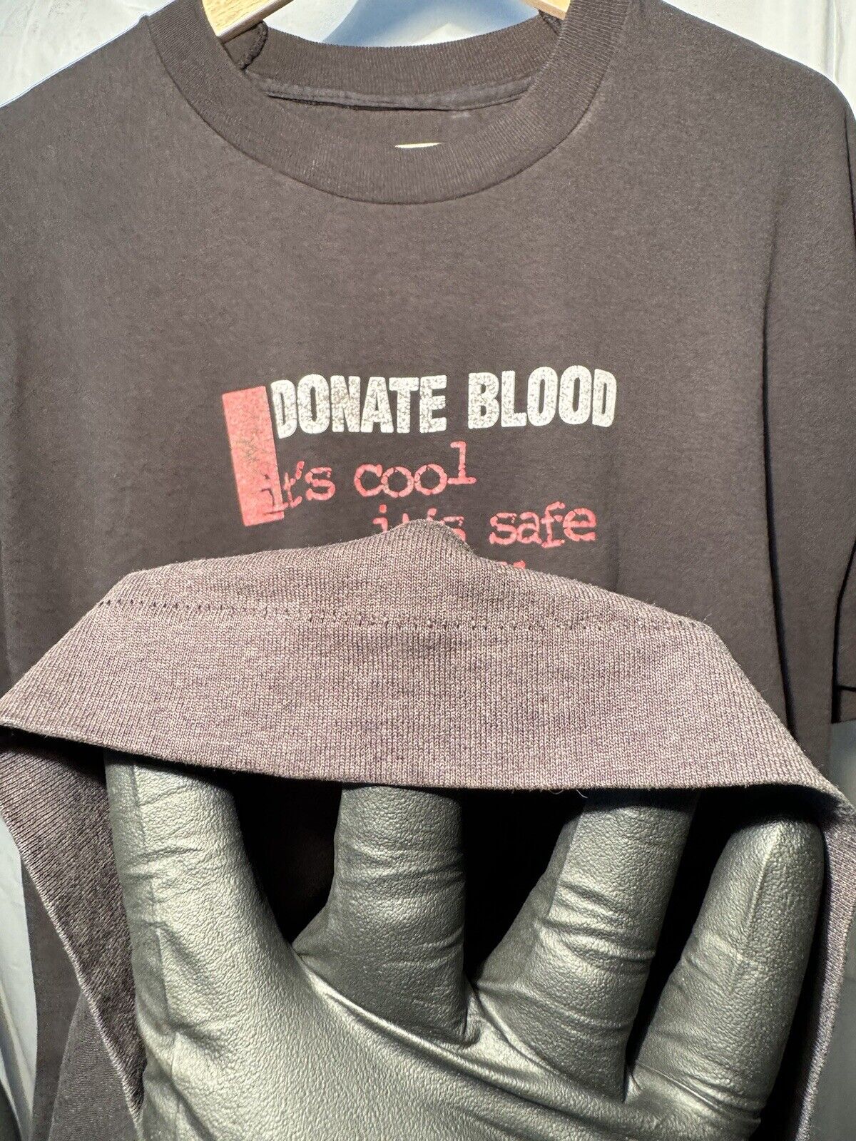 Vintage 80s 90s Donate Blood T-Shirt Size XL Black Single Stitch Tee 