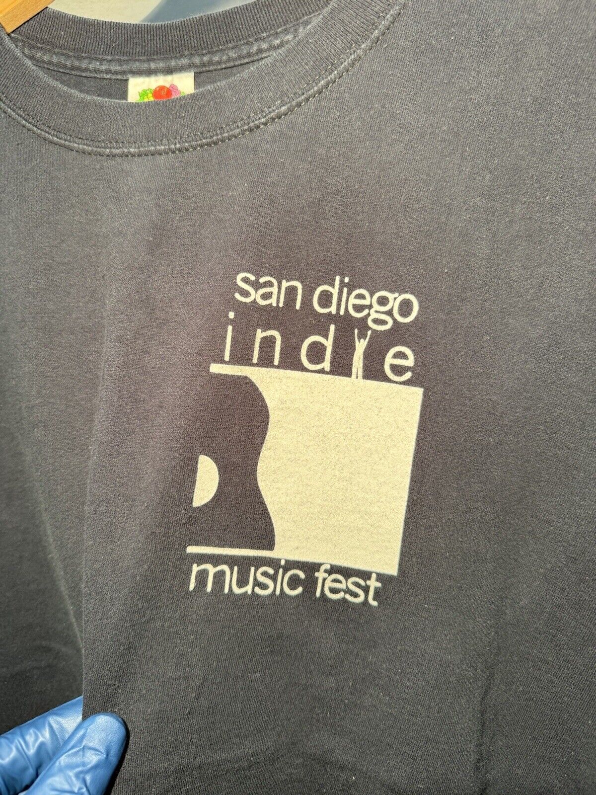 Vintage San Diego Indie Music Fest Crew T-Shirt Black Sz L Dbl Sided