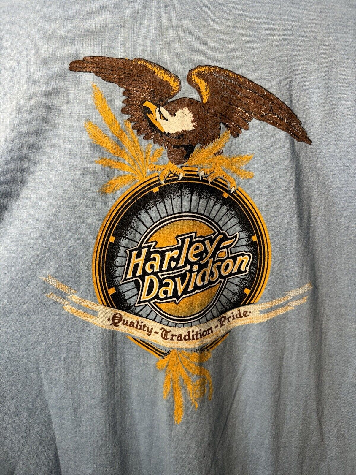 Vintage 80s Harley Davidson Blue T-Shirt Biker North Carolina Sz L Biker USA 