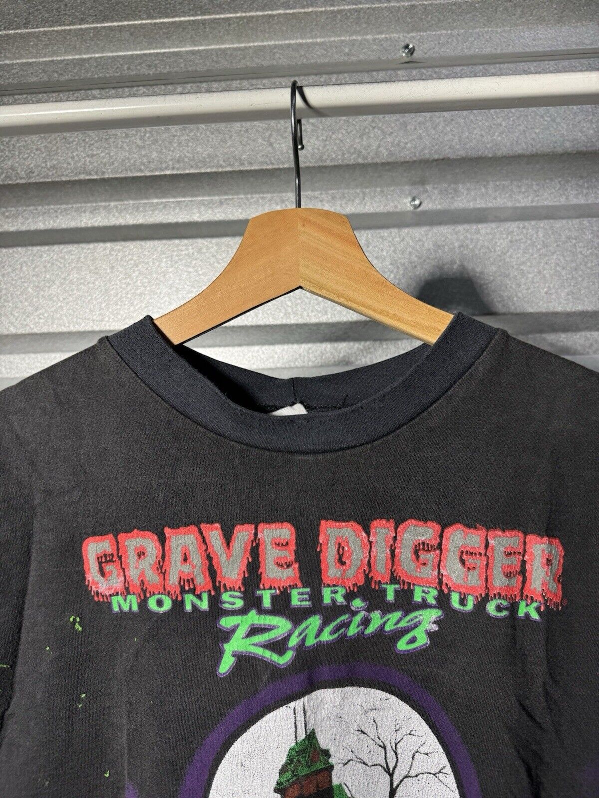 Vintage Grave Digger Shirt Men’s L Monster Truck Racing All Over Print USA 90s