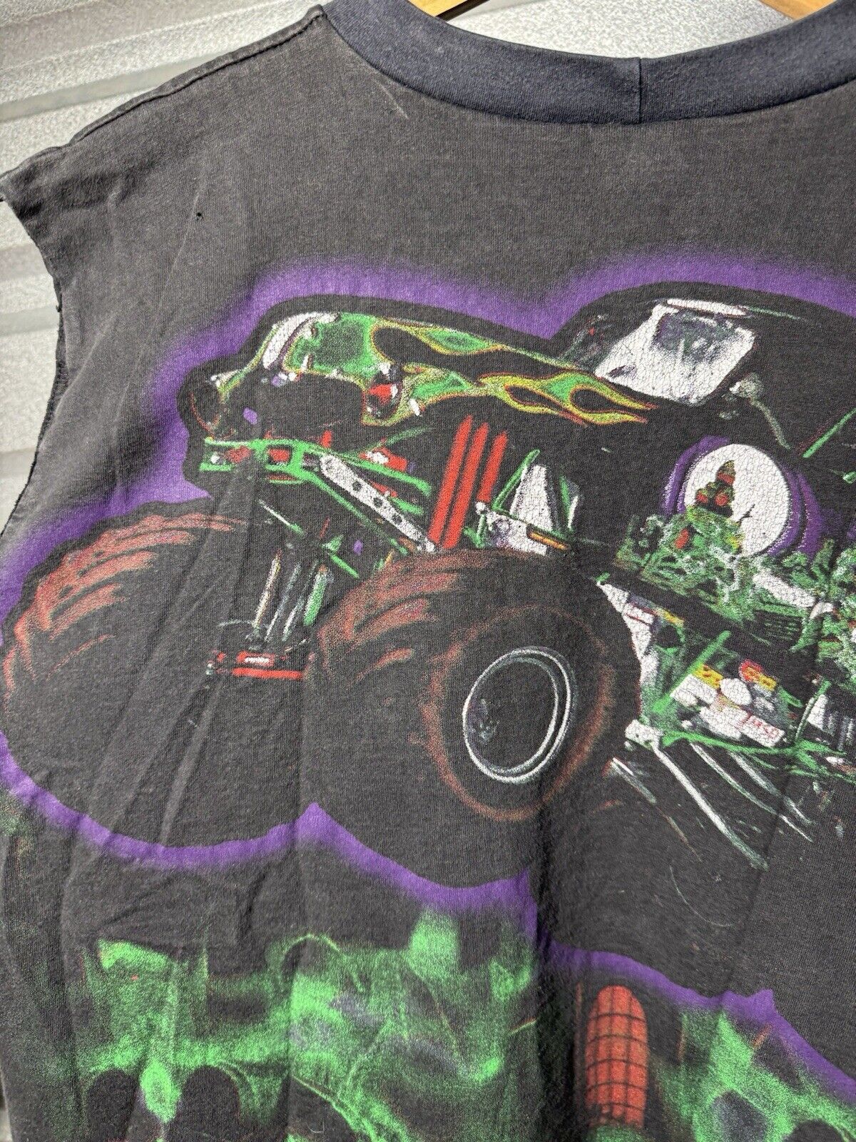 Vintage Grave Digger Shirt Men’s L Monster Truck Racing All Over Print USA 90s