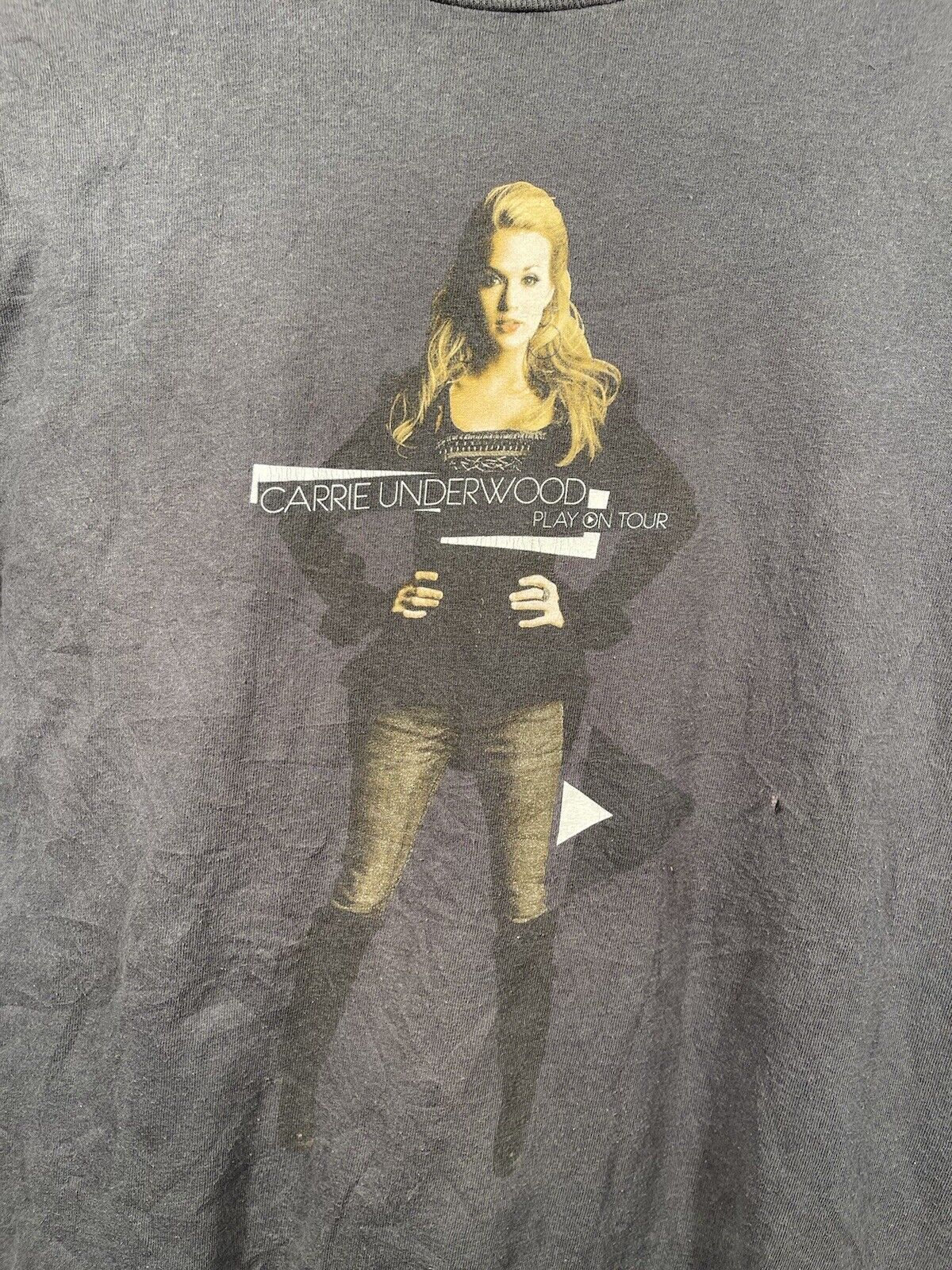 VINTAGE 2010 Carrie Underwood Play On Tour Shirt Size Medium M Mens Gray 