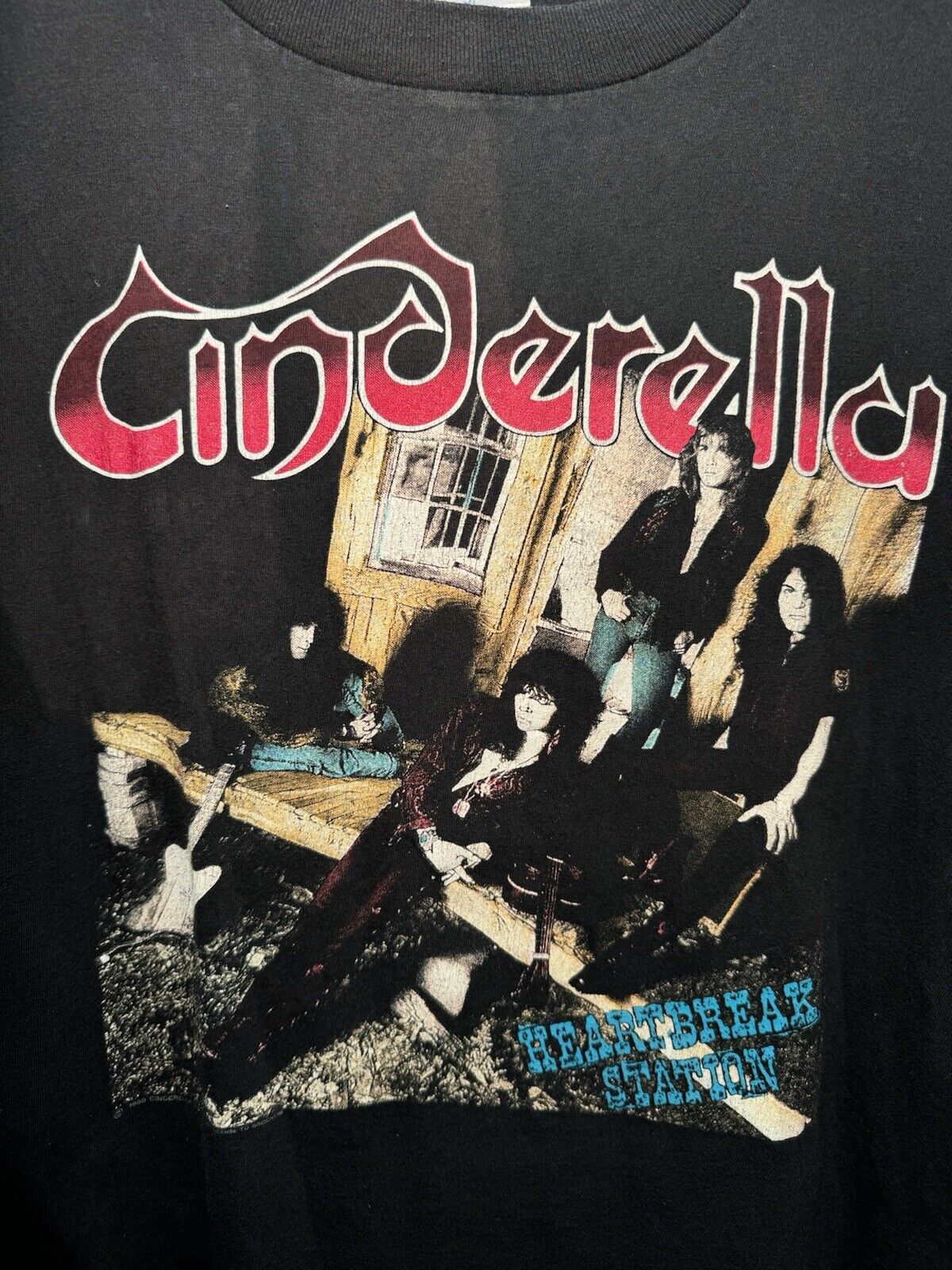 Vintage 1991 Cinderella World Tour T Shirt XL Black Double Sided Band Brockum 