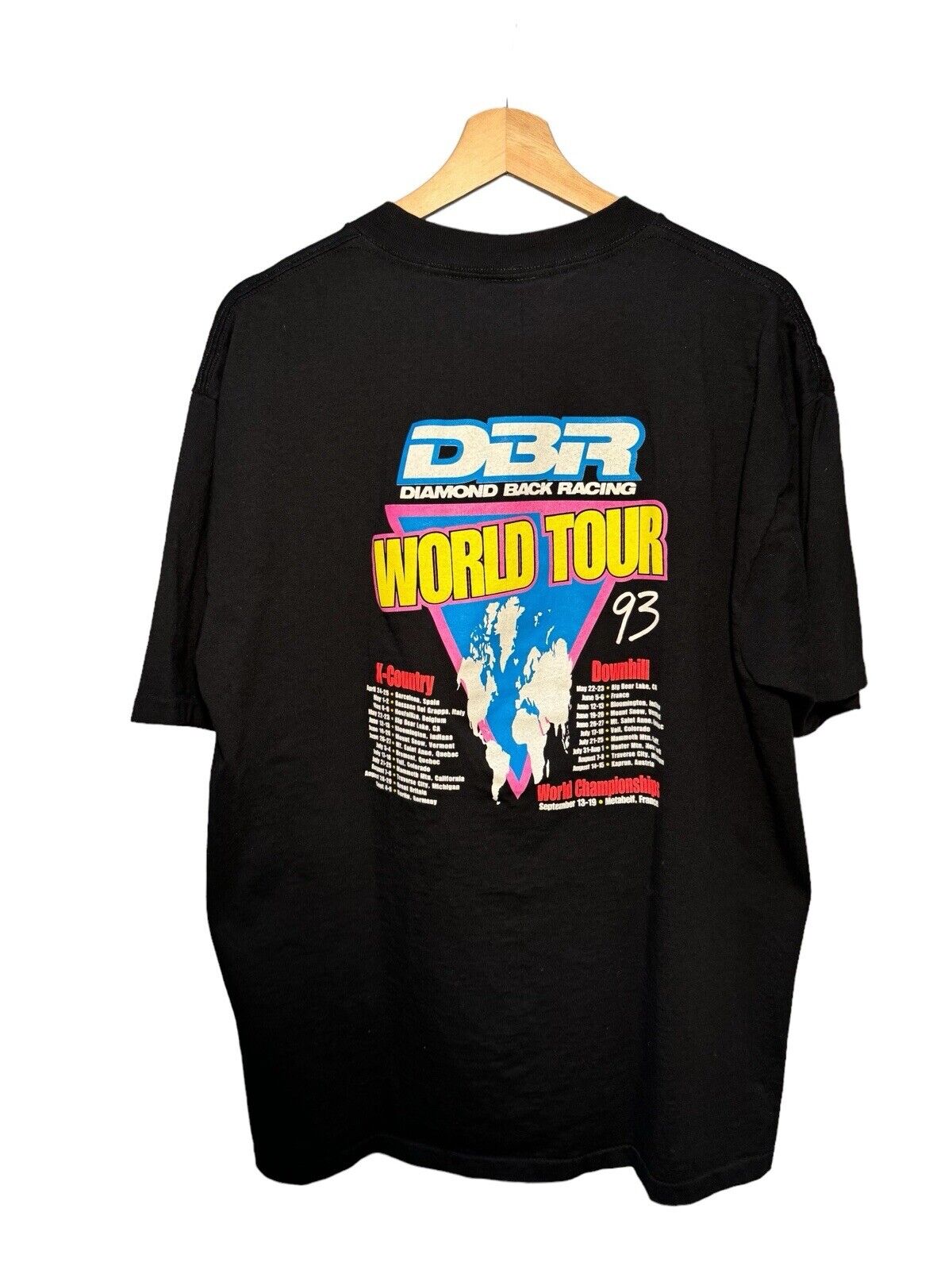 Vintage 1993 Diamond Back Racing World Tour T-Shirt All Sport Sz XL Car Racing 