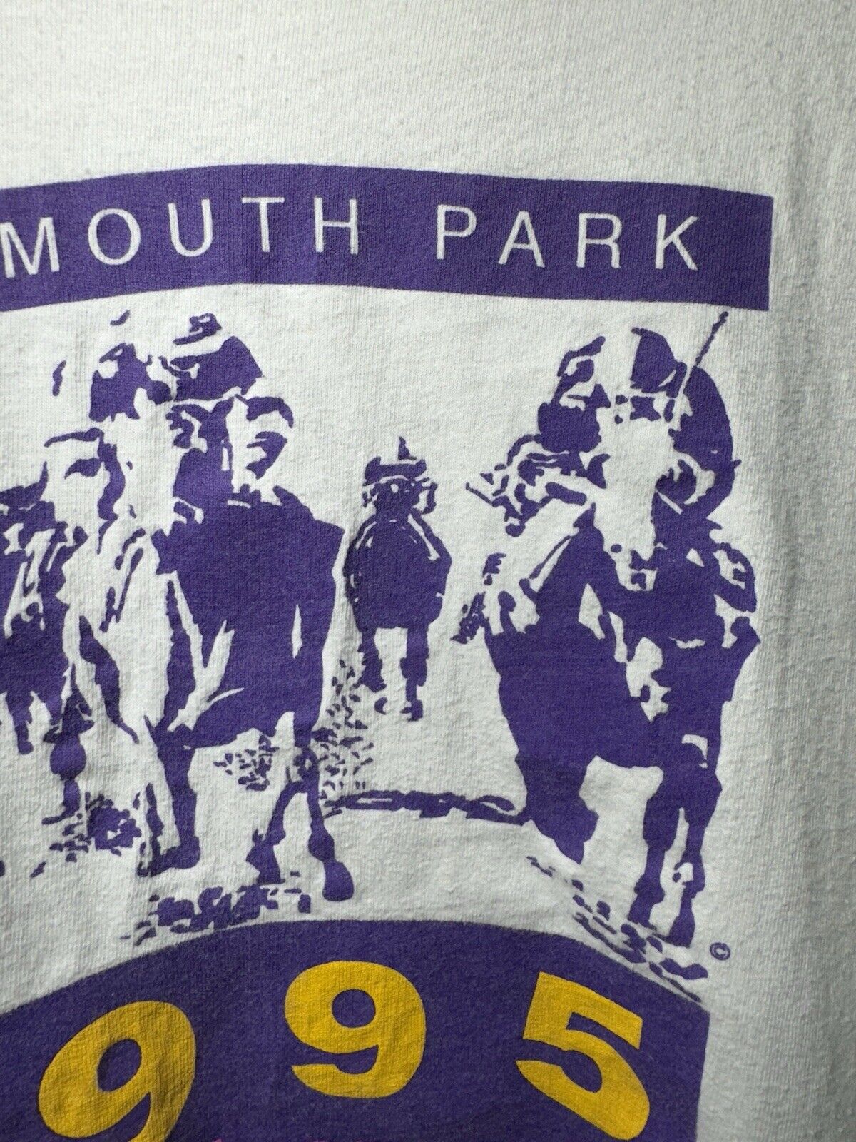 Vintage 1995 Monmouth Park Derby Horse Racing T-Shirt Sz XL White 