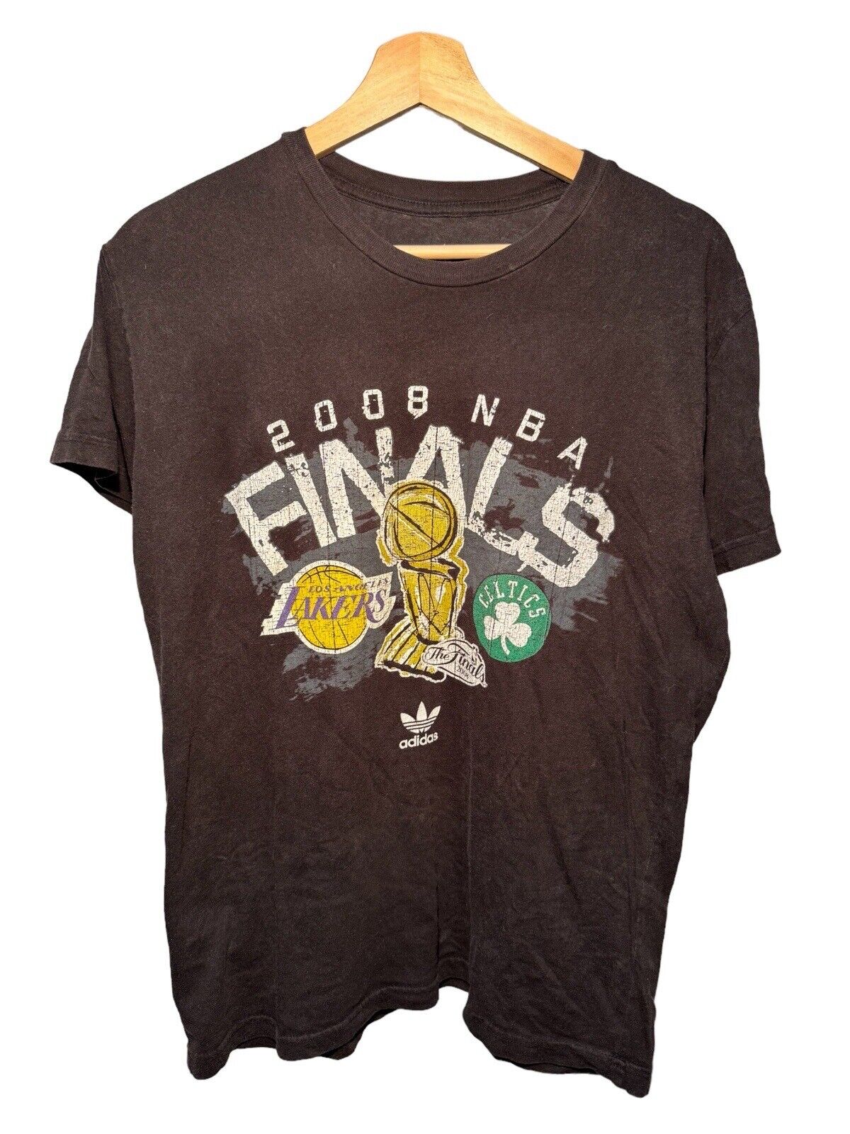 Vintage Adidas Boston Celtics Lakers 2008 NBA Finals T-Shirt - Mens Small 