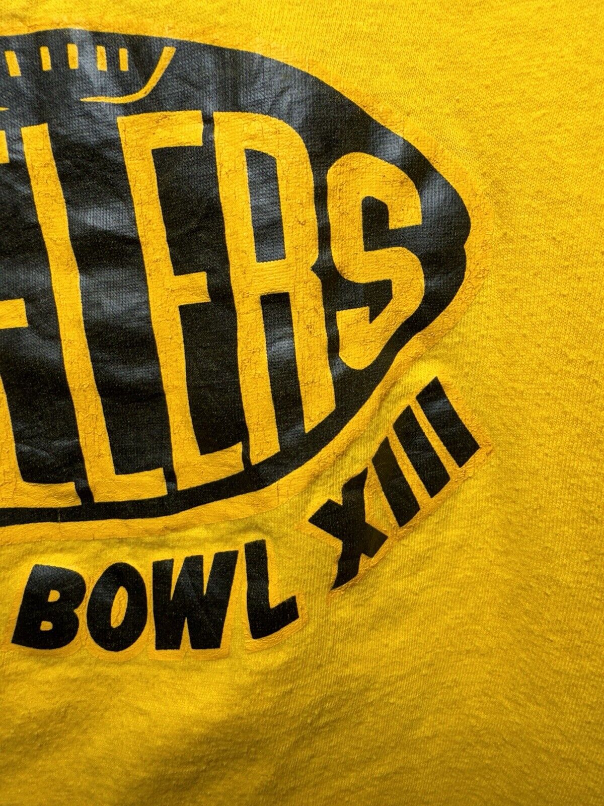 VTG Steelers Mens T Shirt S Super Bowl 13 1979 SS Made in USA Yellow 