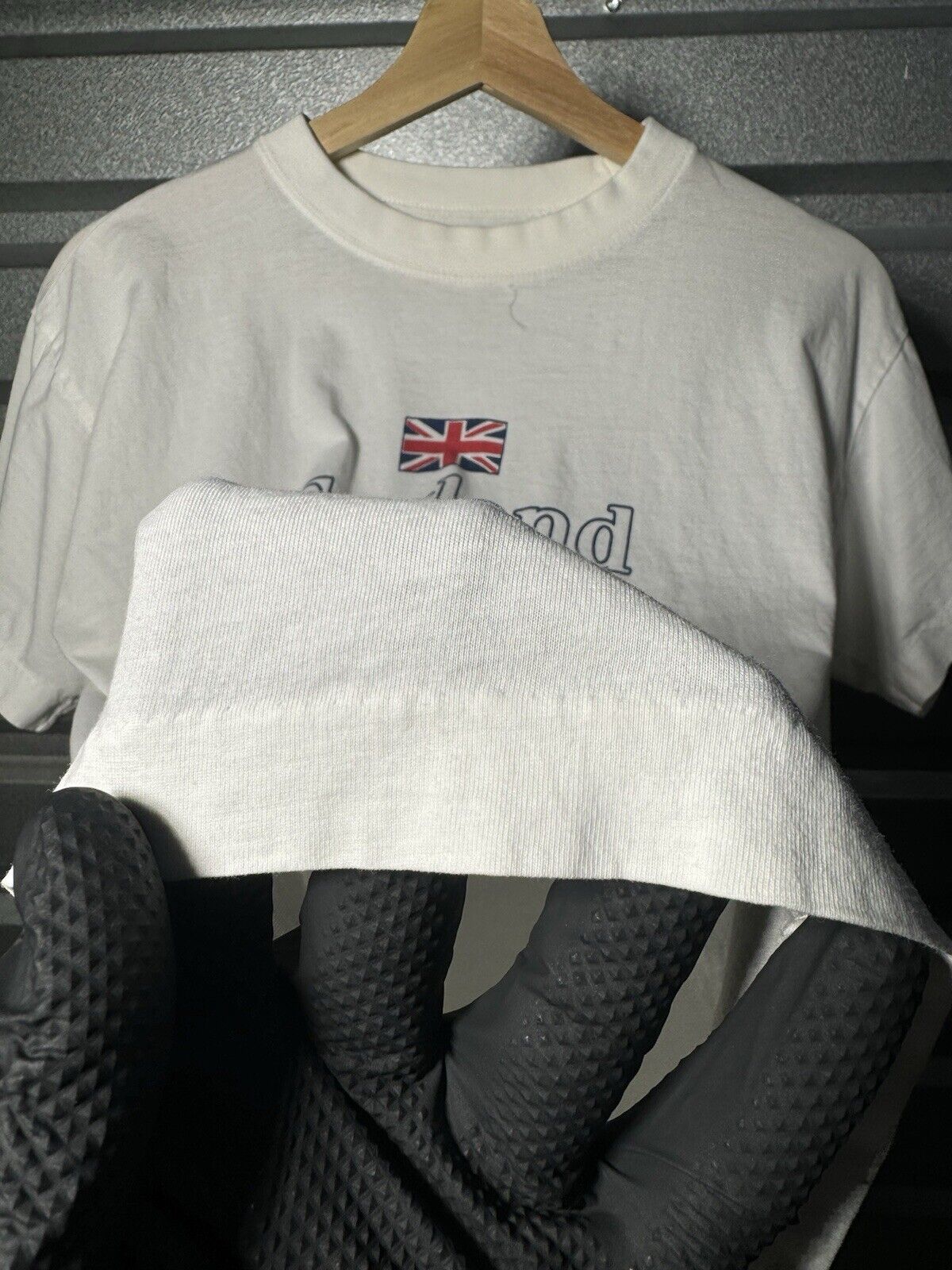 Vintage England T-Shirt Sz M White Single Stitched Flag Graphic 80s 90s