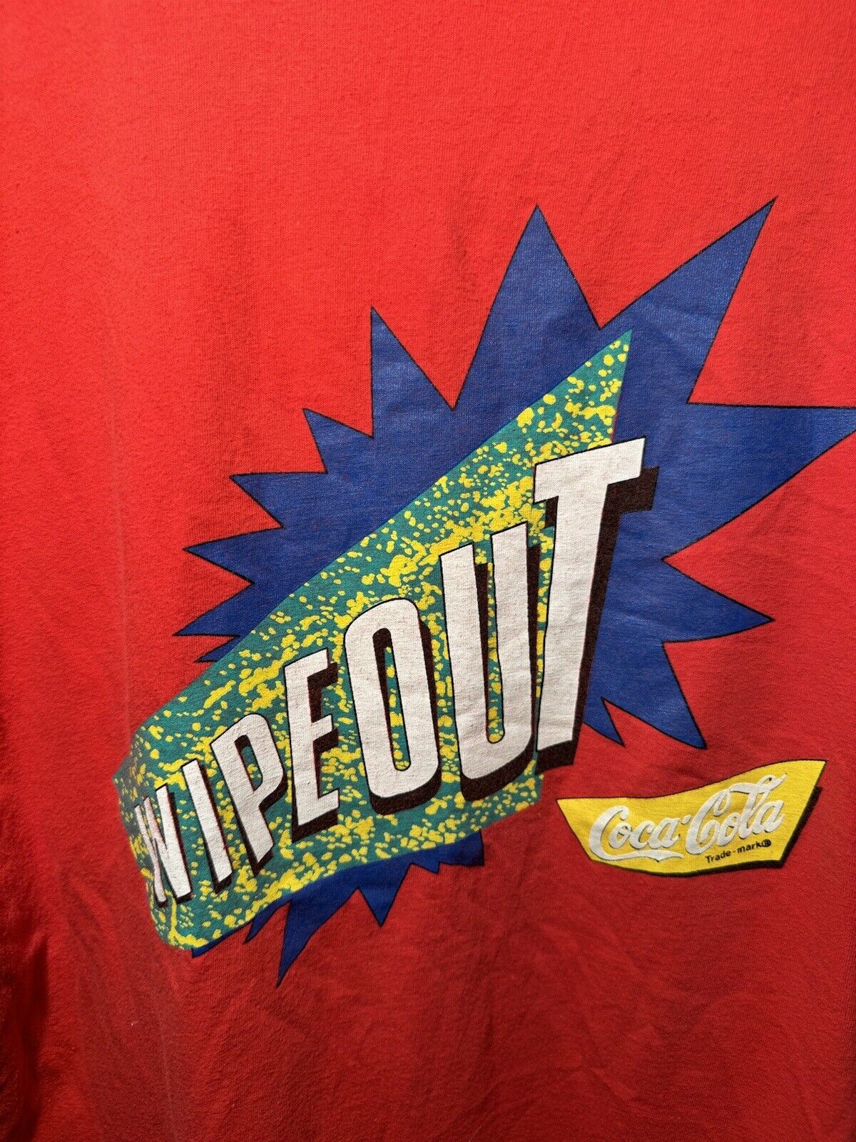 Vintage Coca-Cola Wipeout T-Shirt Men’s Large Red Single Stitched Very Rare 