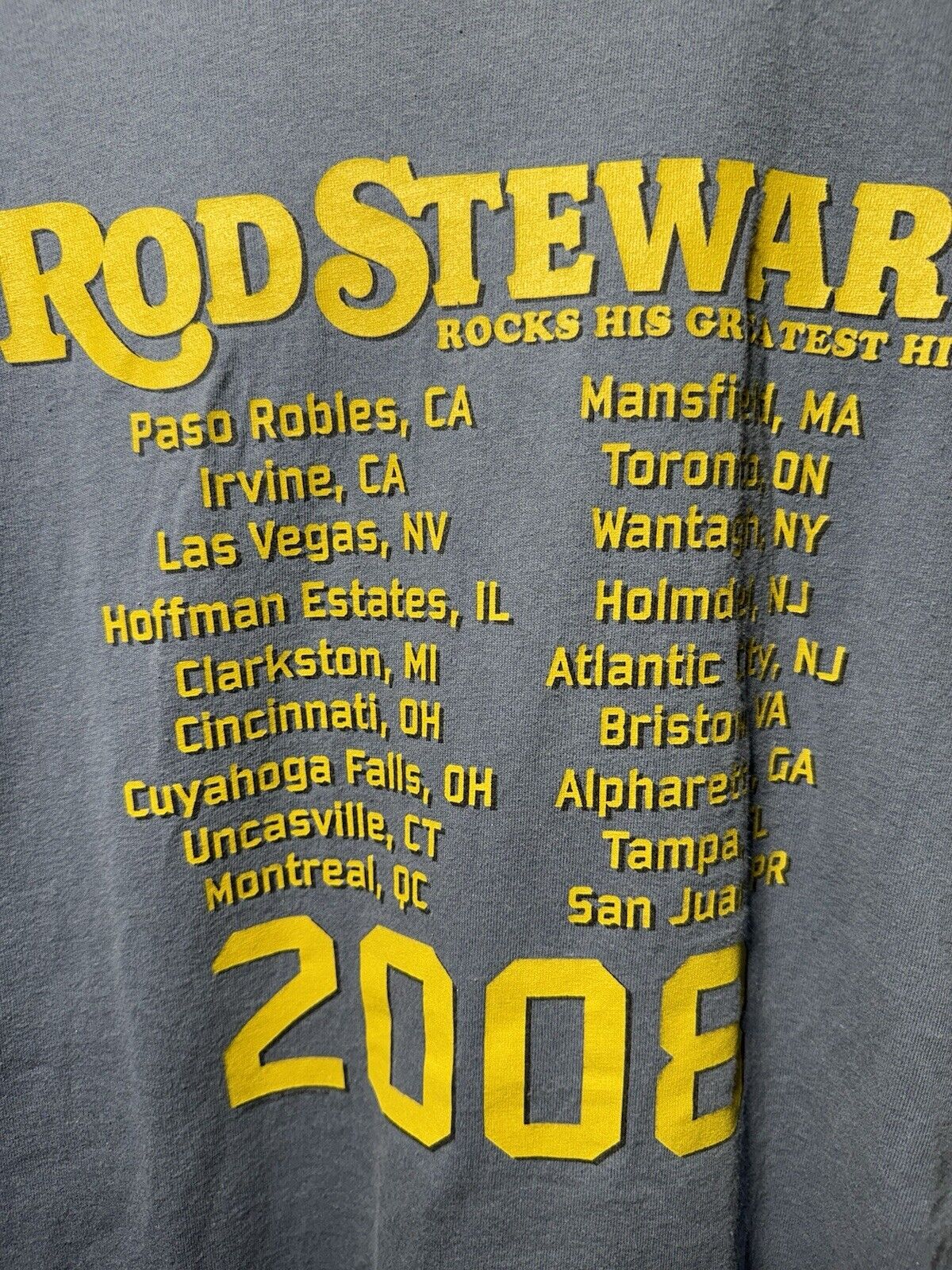 Vintage Rod Stewart Rocks His Greatest Hits 2008 Tour T-Shirt Adult XL Rock Y2K 