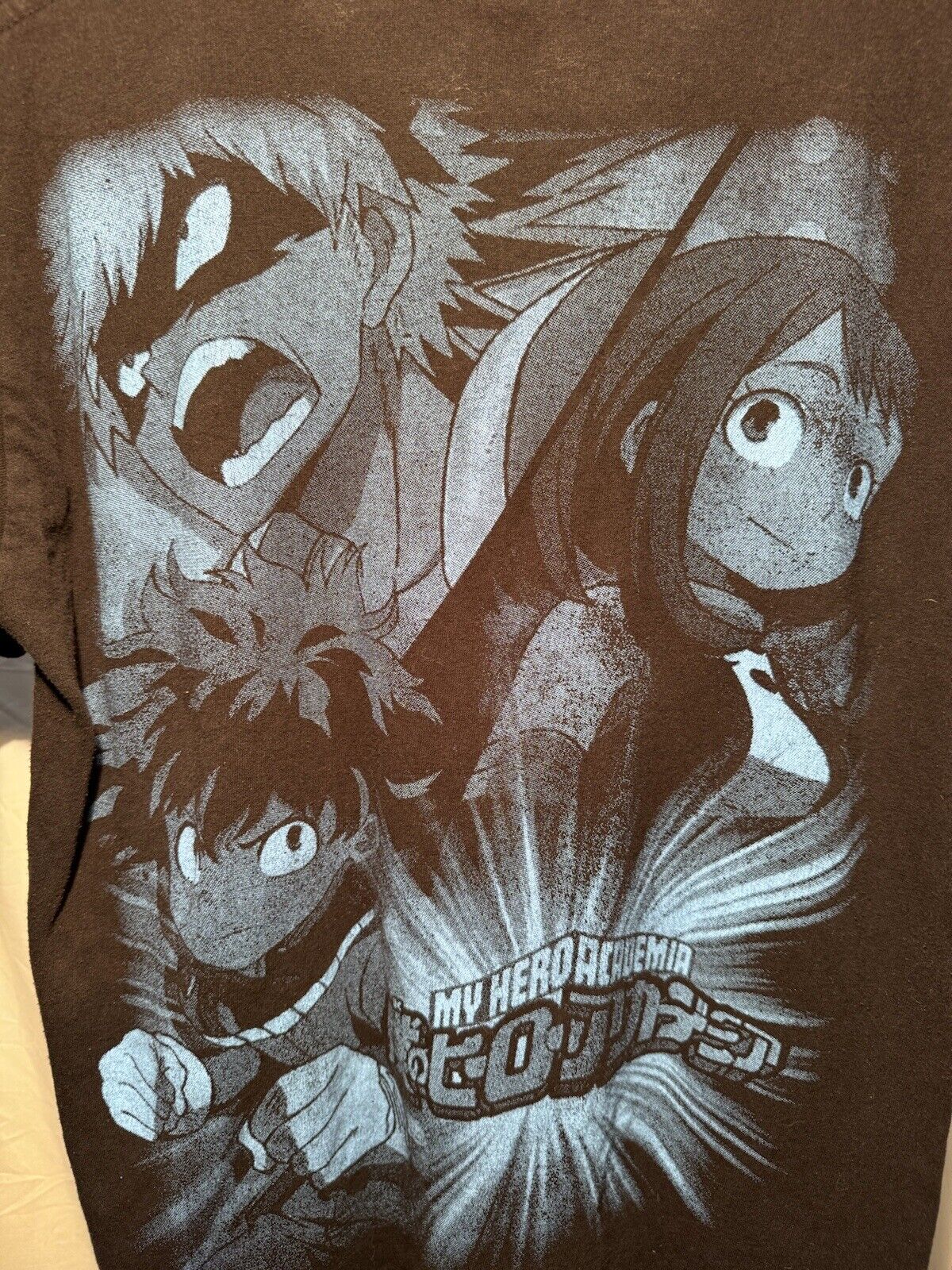 Vintage MY HERO ACADEMIA MENS M T-Shirt / Double Sided Graphic Black RARE 