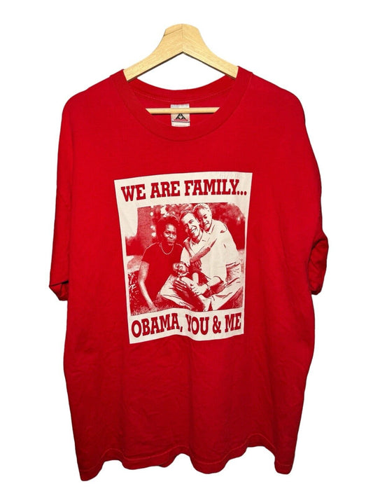 Vintage 2008 Obama We Are Family T-Shirt Red Sz XL Double Sided Rare AAA Tag 