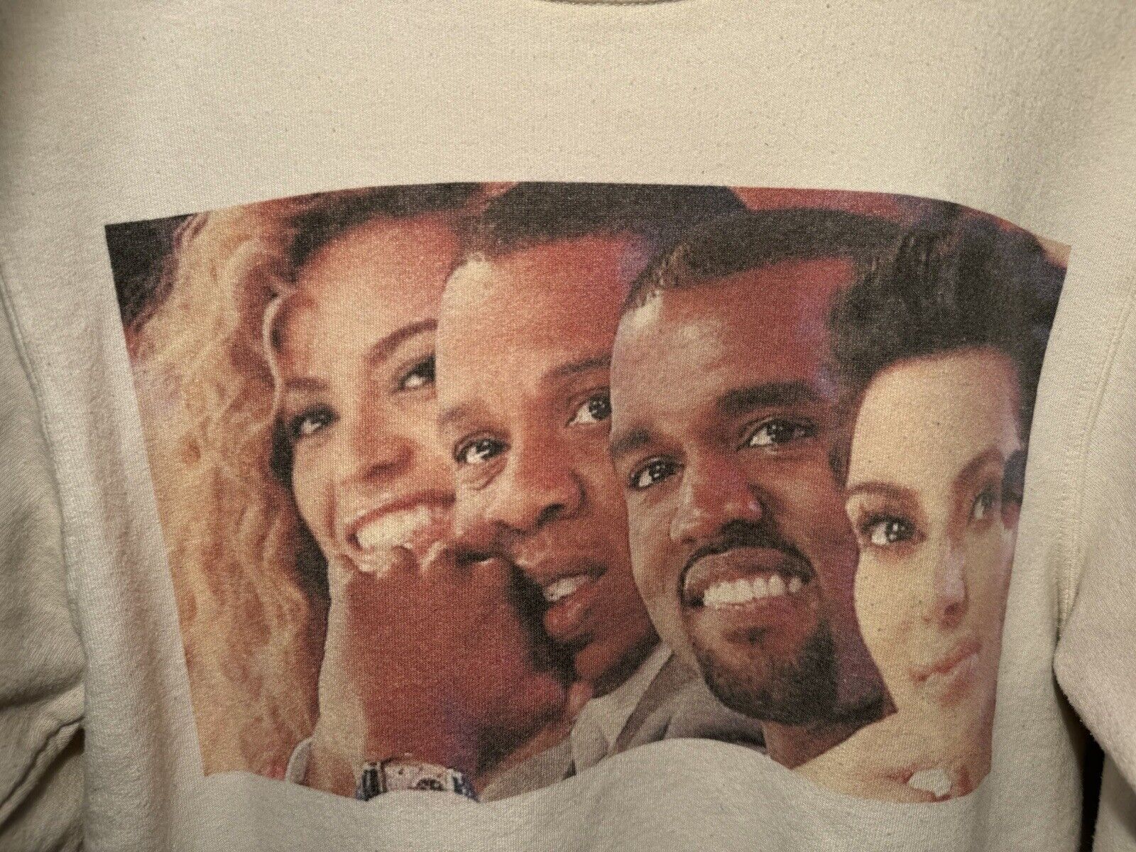 Vintage Jerzees Crewneck Sweater Kanye Jay Z Beyoncé Kim K Sz Small White RARE 