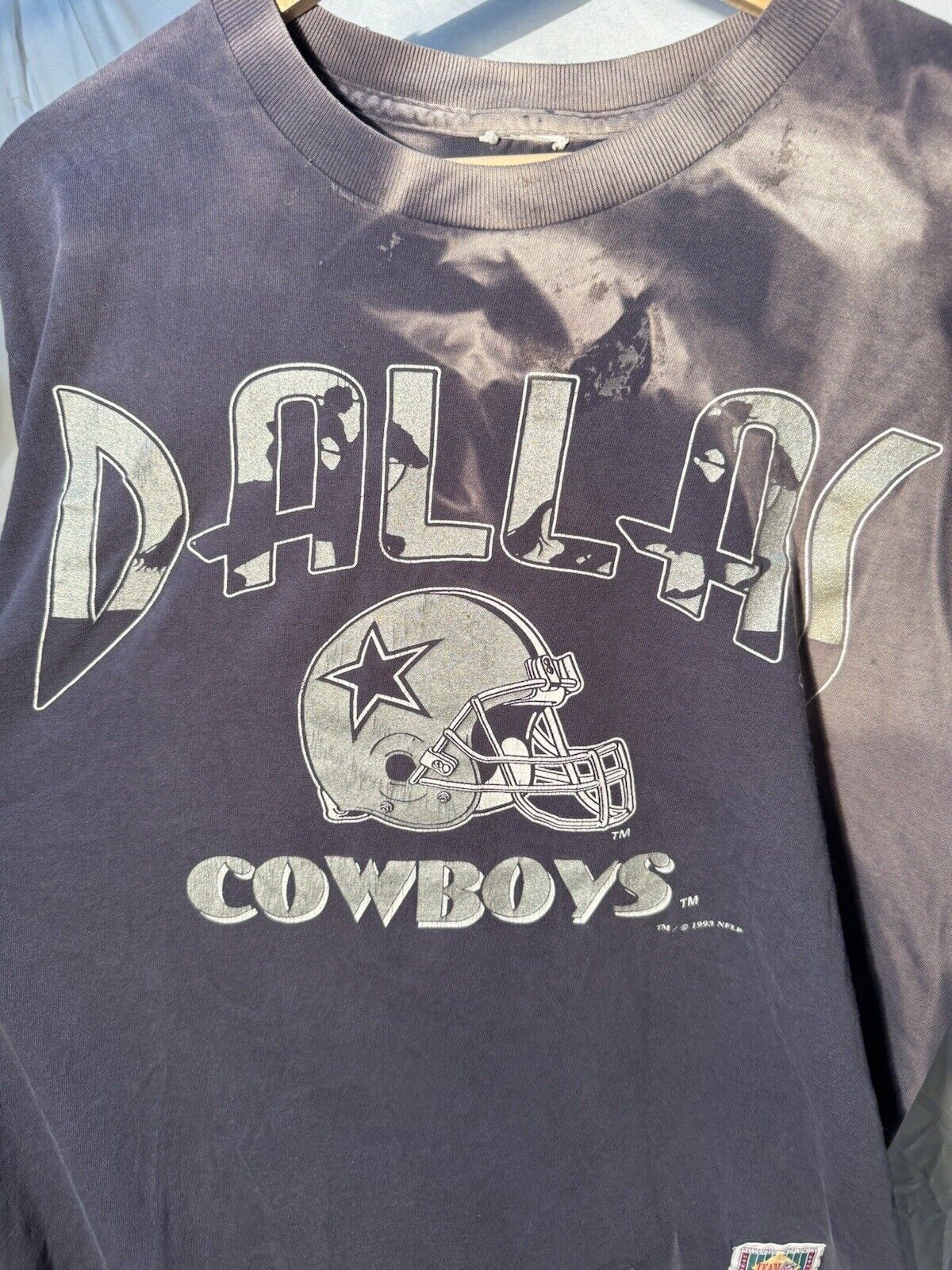 Vintage 1993 Dallas Cowboys T-Shirt Navy Nutmeg Made in USA Sz L 