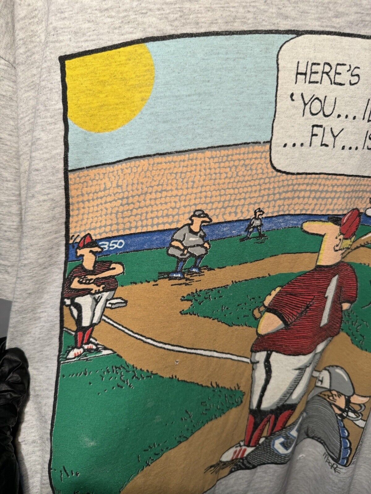 Vintage 1993 Baseball In The Bleachers Comic Strip T-Shirt Size L Gray 