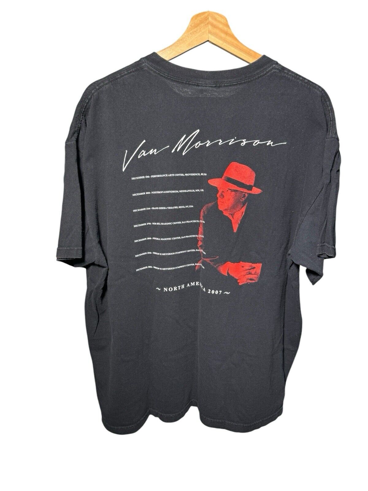 Van Morrison Live North America 2007 Tee Black T-Shirt Double Sided Size XL