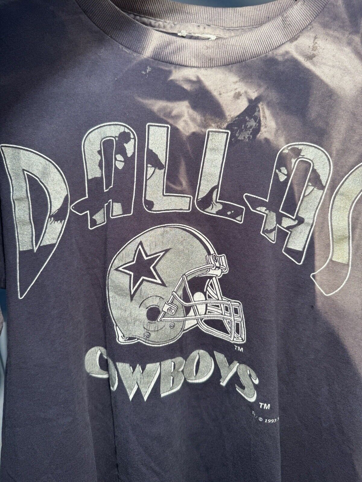 Vintage 1993 Dallas Cowboys T-Shirt Navy Nutmeg Made in USA Sz L 