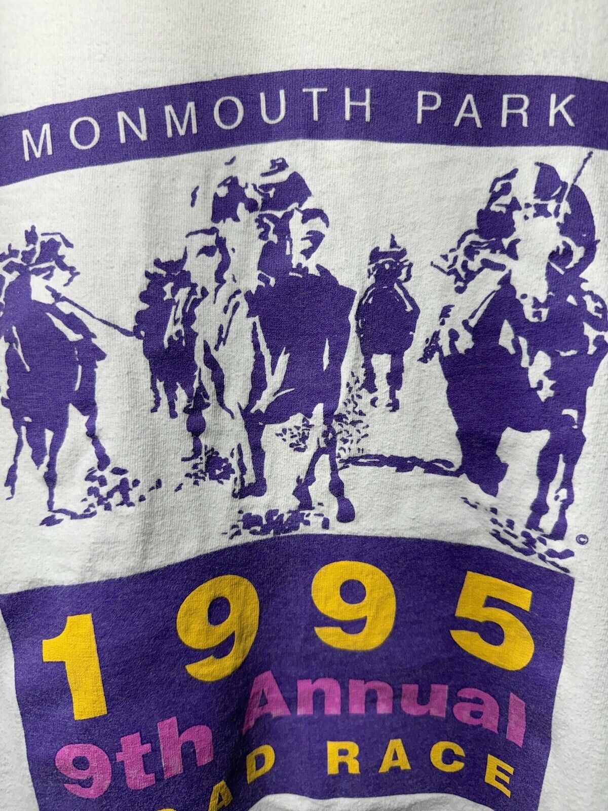 Vintage 1995 Monmouth Park Derby Horse Racing T-Shirt Sz XL White 