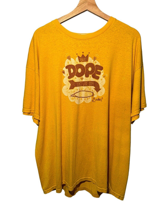 Vintage Be Dope Don’t Use Dope Sucka T-Shirt Yellow Sz XL 