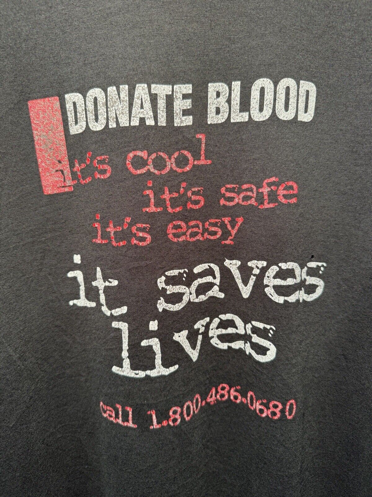 Vintage 80s 90s Donate Blood T-Shirt Size XL Black Single Stitch Tee 