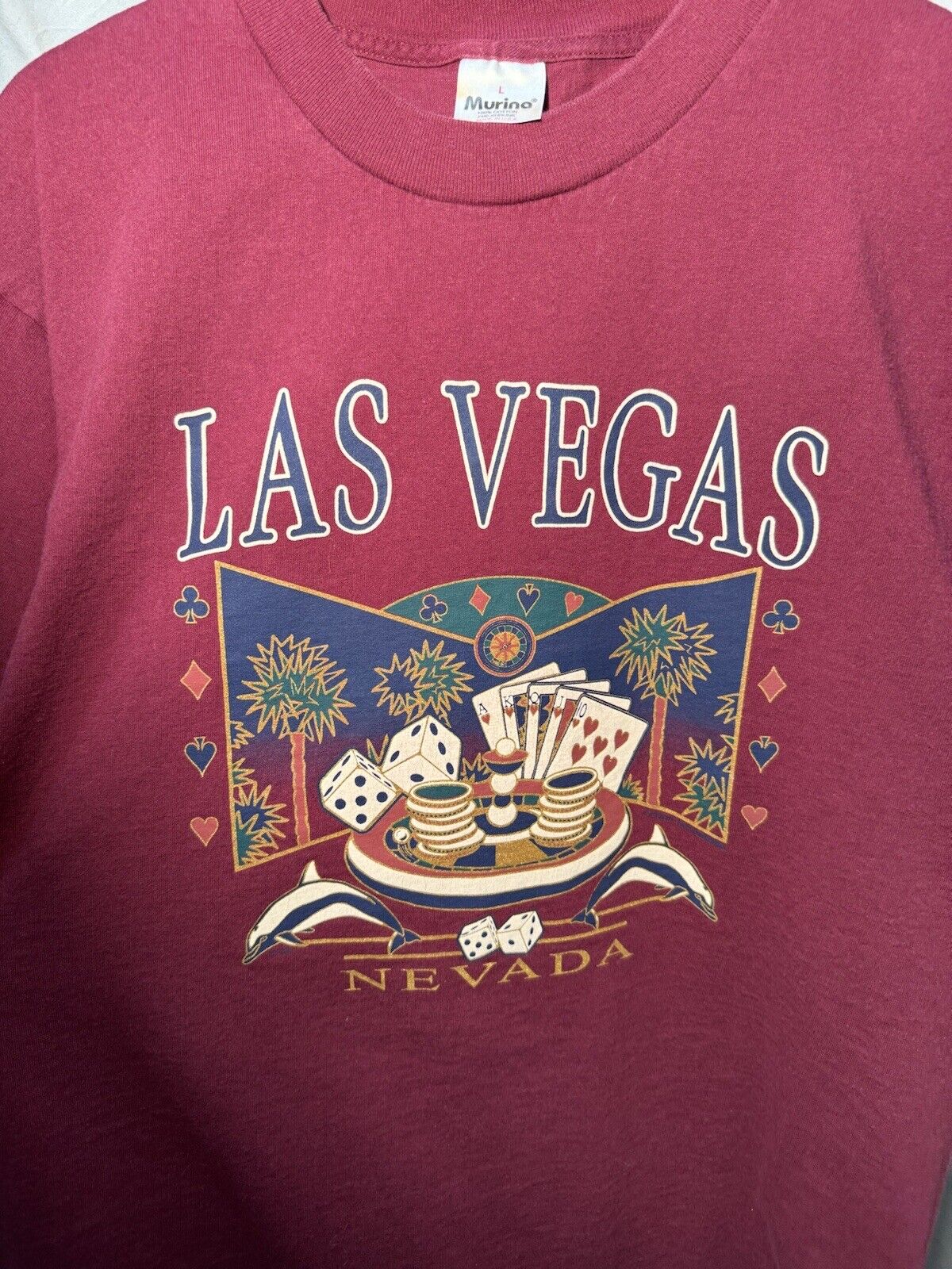 Vintage Las Vegas Nevada Casino T-Shirt Murina Sz L Burgundy Made in USA