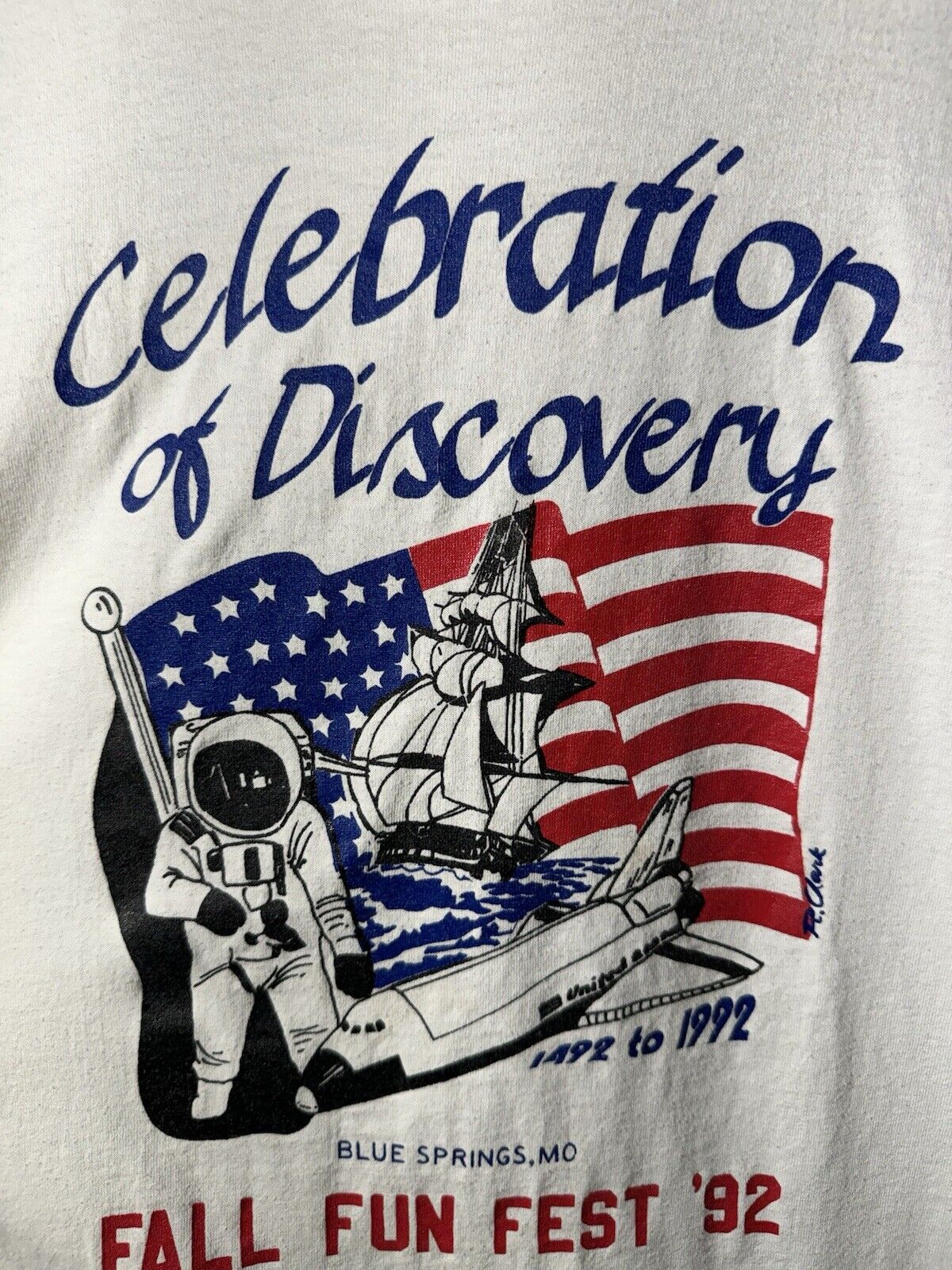 Vintage 1992 Celebration of Discovery Fall Fun Fest T-Shirt White Sz XL 