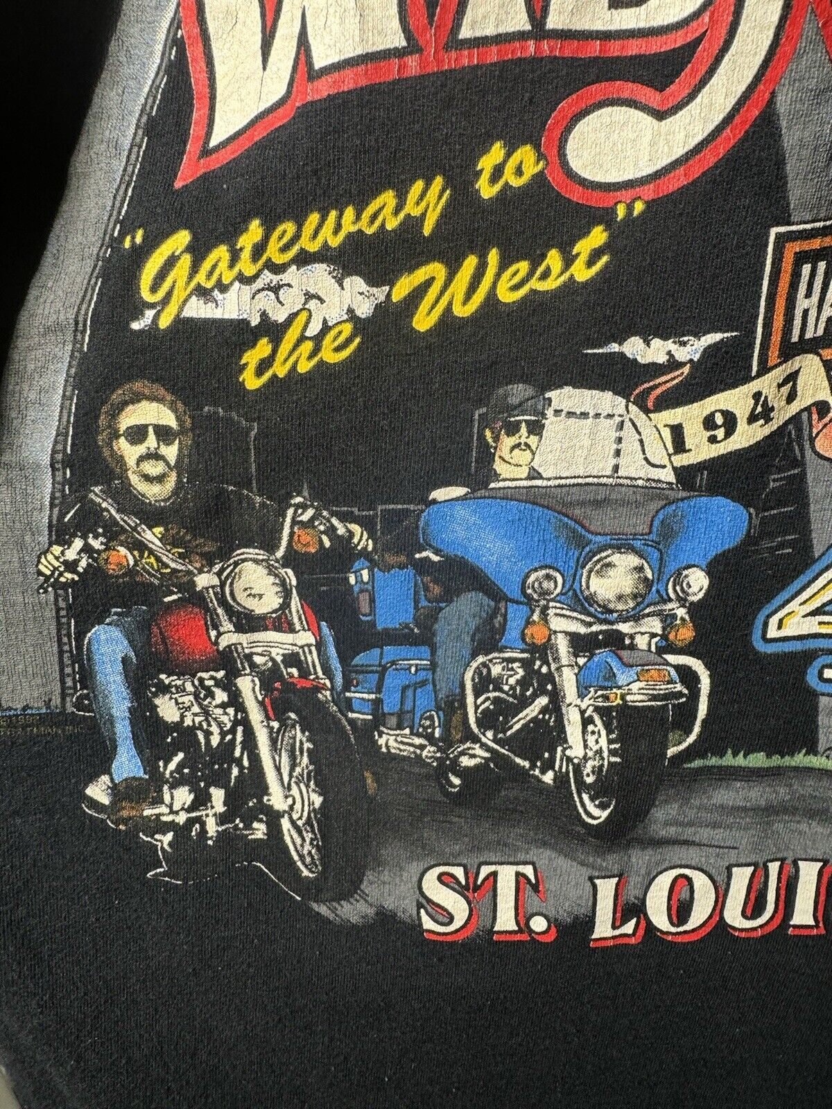 Vintage Harley Davidson 1992 St Louis MO T-Shirt Black Mens M Dbl Sided Rare 