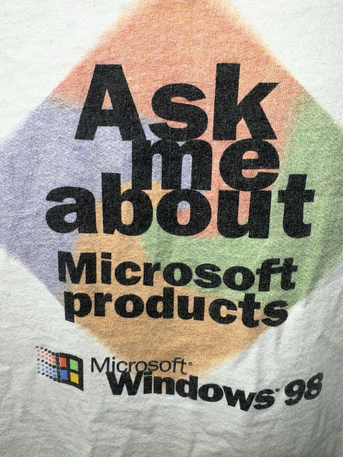 VINTAGE Microsoft Windows 1998 T-Shirt XL White Computer USA Dbl Sided