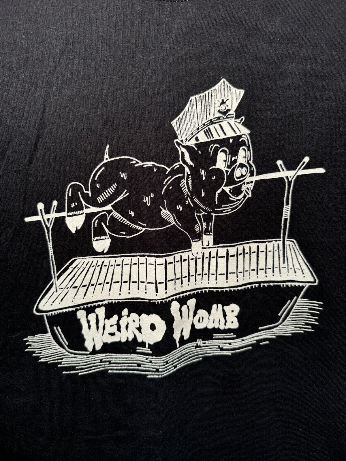 Vintage Weird Womb T-Shirt Band Music Skate Black Gildan Sz S  