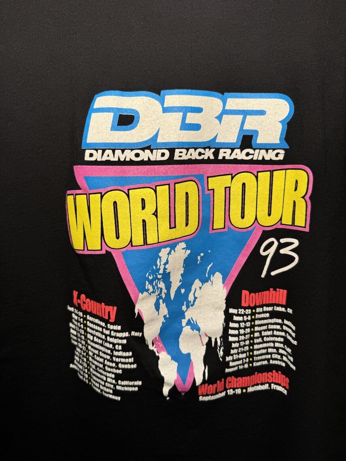 Vintage 1993 Diamond Back Racing World Tour T-Shirt All Sport Sz XL Car Racing 