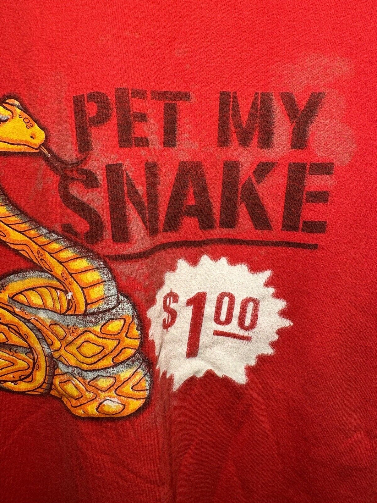 Vintage Rare Pet My Snake T-Shirt Sz XL Red Funny Tee 2003 