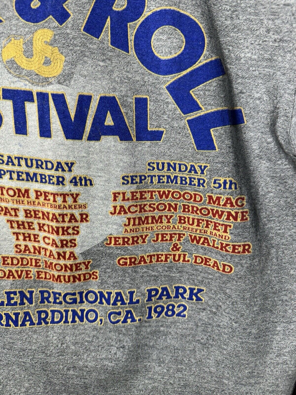 Vintage 1982 US Rock & Roll Festival Band Talking Heads Fleetwood Mac T-Shirt