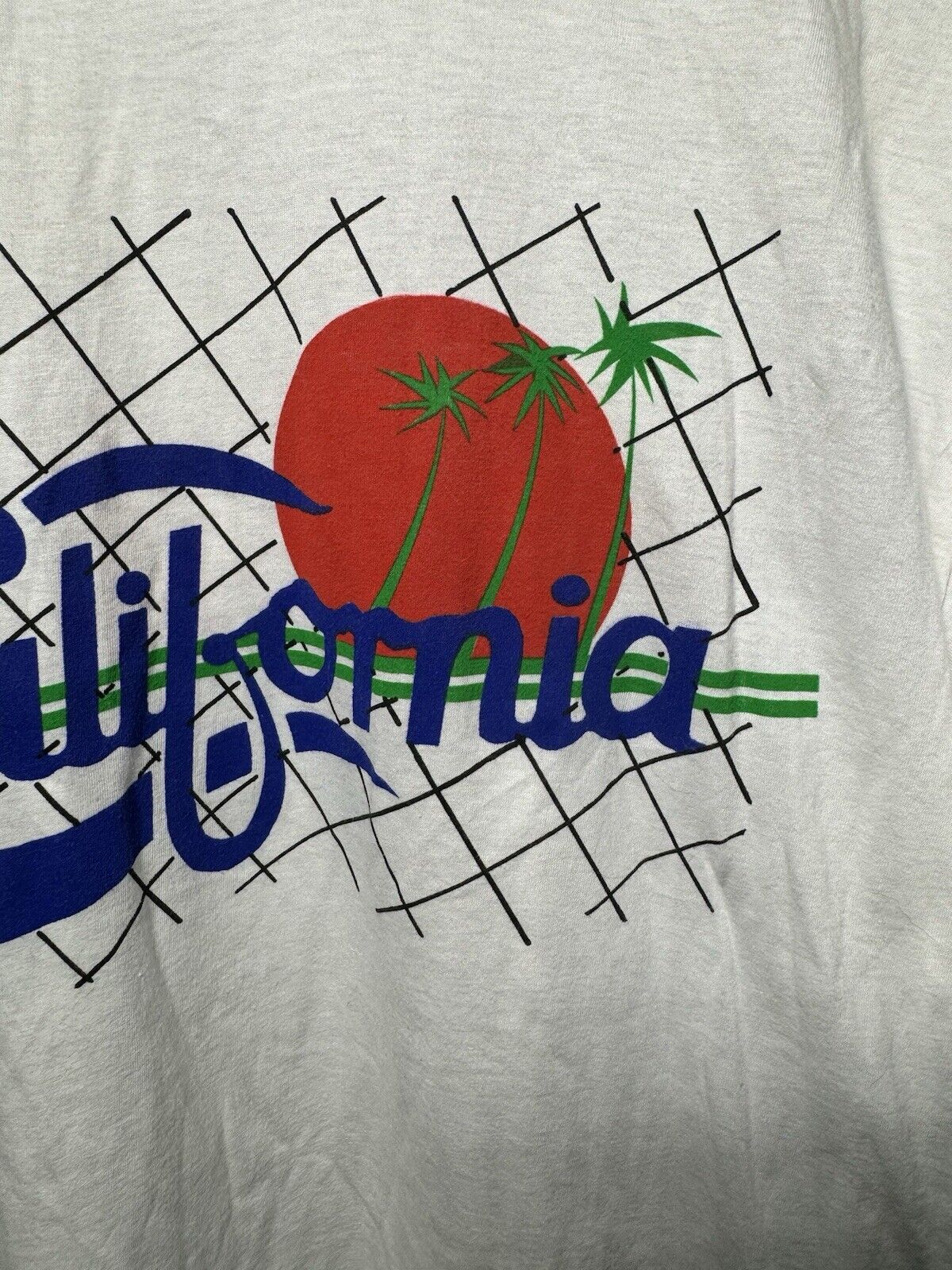 Vintage California T-Shirt XL Palm Tree Graphic BYC Single Stitch White 