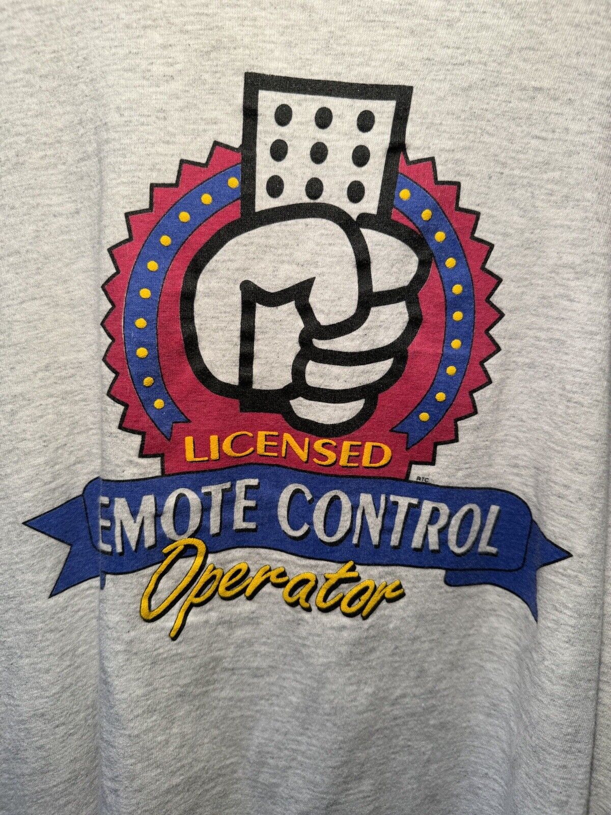 Vintage 90's Licensed Remote Control Operator Single Stitch Humor Shirt XL Gray 