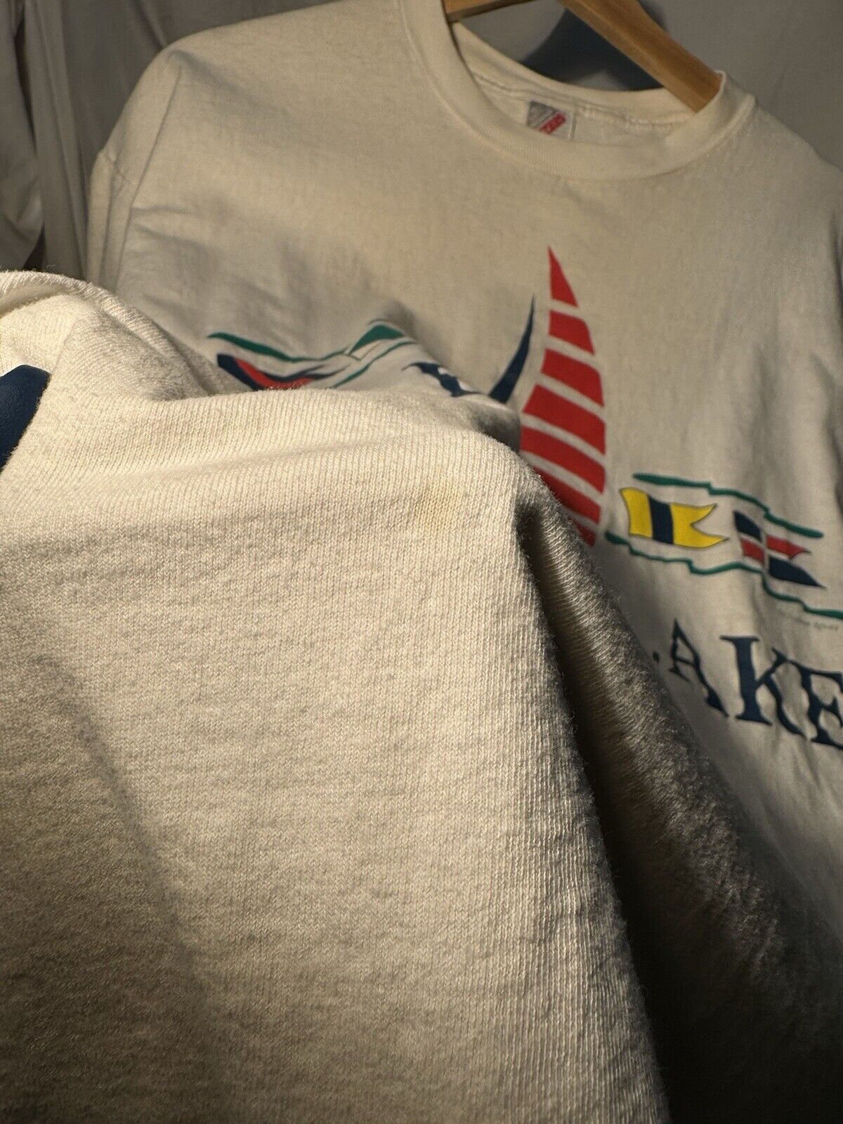 Vintage Clear Lake Sail Boat T-Shirt Sz XL Jerzees Made in USA White 