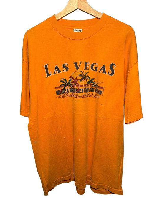 Vintage Las Vegas Classic Orange Graphic T-Shirt Size XL Murina Tag