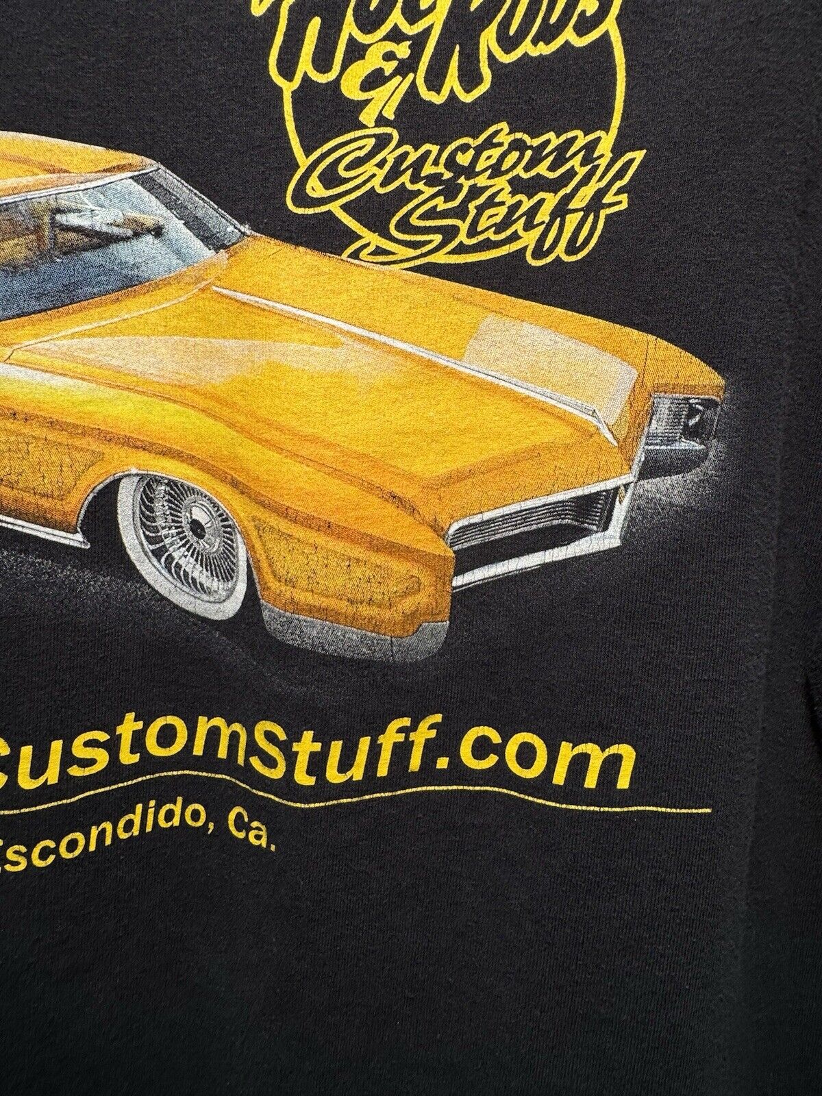 Vintage Hot Rod Custom Shop T-Shirt Sz L Black  Gildan Faded Double Sided 