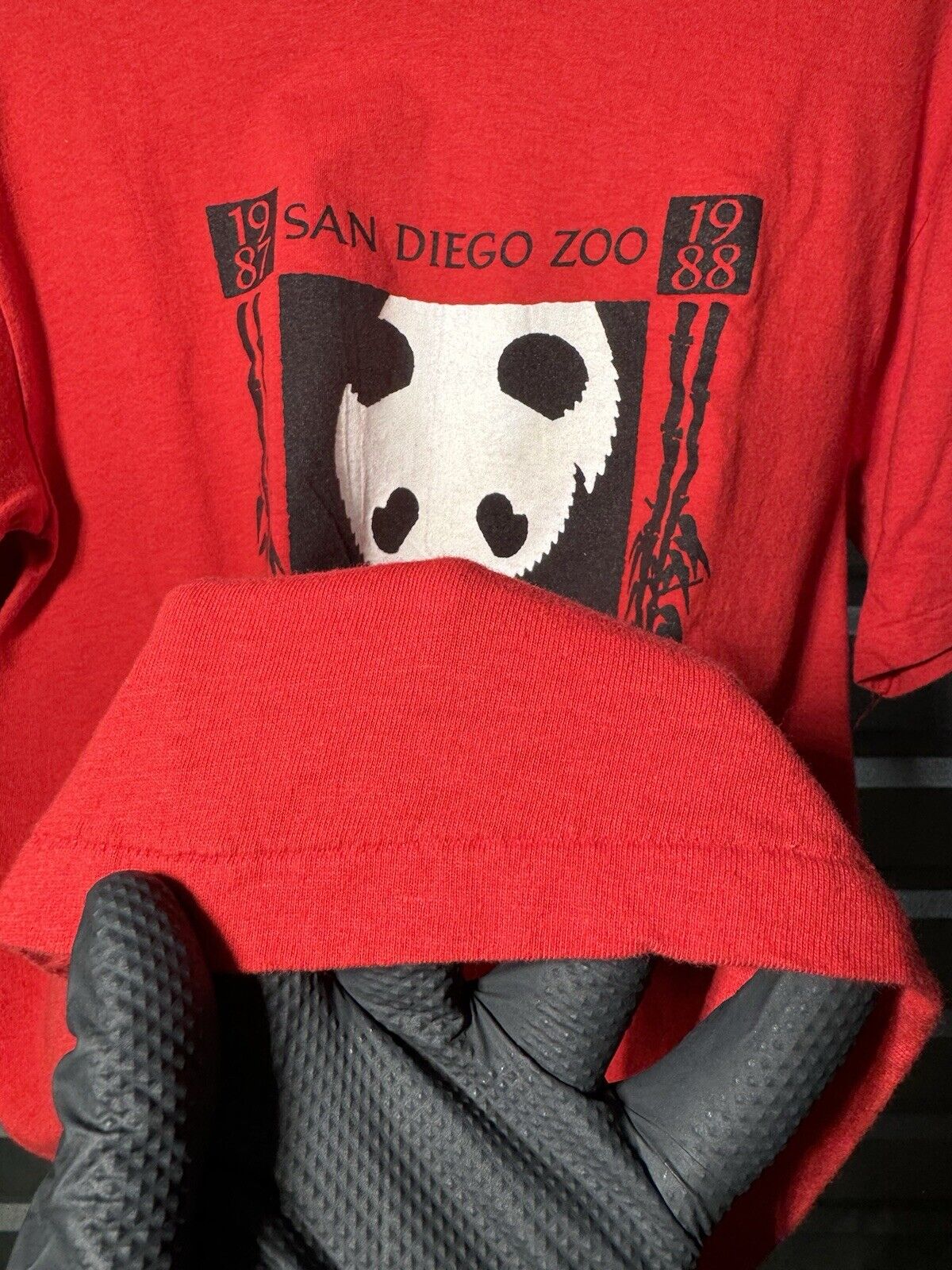 Vintage 1987-88 San Diego Zoo Giant Panda Red Single Stitch T-shirt L