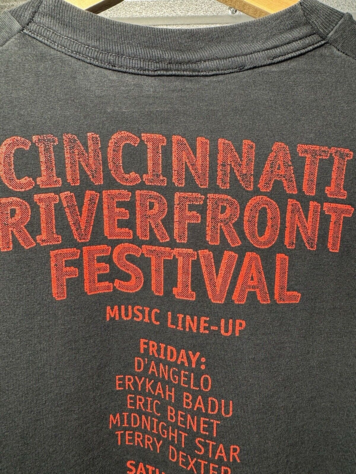 Vtg Cincinnati Riverfront Stadium Festival 90s T-Shirt XL Erykah Badu Dbl Sided 