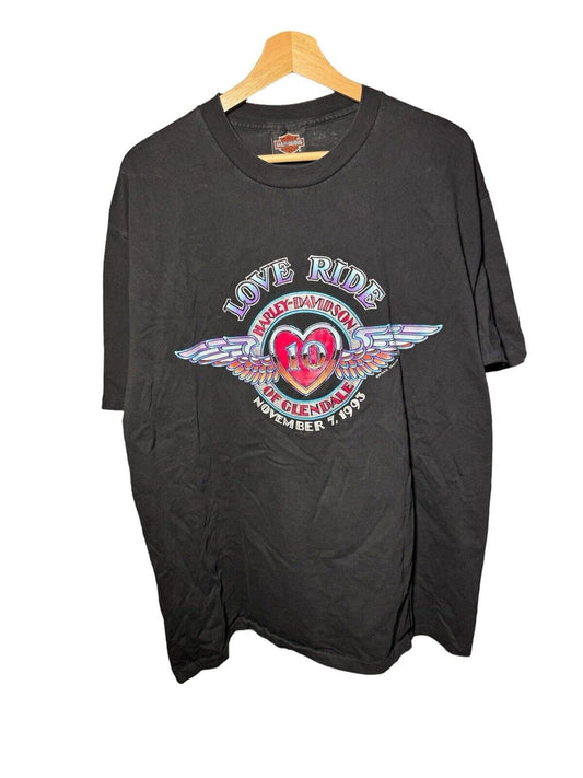 Vintage Harley Davidson Love Ride Glendale California 1993 Shirt Size XL 