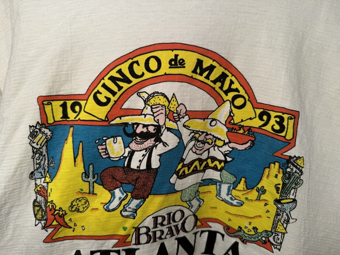 Vintage 1993 Cinco De Mayo T-Shirt Rio Bravo Atlanta Sz L Made in USA 